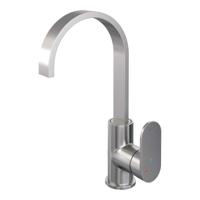 Wastafelmengkraan Brauer Brushed Edition Coldstart Opbouw Hoog Plat Gebogen Platte Hendel Geborsteld RVS PVD Brauer - thumbnail
