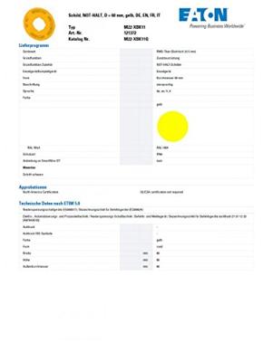 Eaton M22-XBK11 Markeringsplaatje (Ø x h) 60 mm x 60 mm NOT-HALT (de, en, fr, it) Geel 1 stuk(s)
