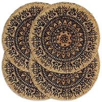 VidaXL Placemats 4 st rond 38 cm jute donkerblauw - thumbnail