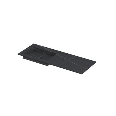 INK Post Wastafel Keramische Slab Envelop Bak Links Zonder Kraangat - 1200x450x10 mm - Lauren Black Mat