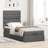 Ottoman bed met matras 90x190cm stof donkergrijs - thumbnail
