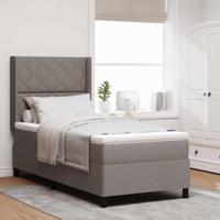 Boxspring bed met matras met hoofdeinde Taupe 100 x 200 cm Stof - thumbnail