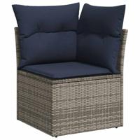 6-delige Loungeset met kussens poly rattan grijs - thumbnail