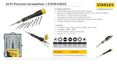 Stanley STHT0-62633 Precisieschroevendraaier Multibit 16-delig
