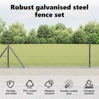 VidaXL Afrasteringspaal grijs 25 x 0,5 m (12 x 12 mm gaas) staal - thumbnail