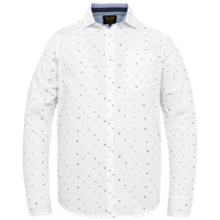 PME Legend regular fit overhemd met all over print wit/blauw - thumbnail