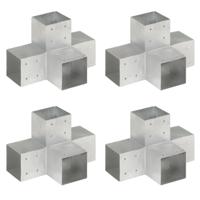 VidaXL Paalverbindingen 4 st x-vorm 101x101 mm gegalvaniseerd metaal - thumbnail