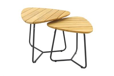 4SO Verdi set van 2 teak driehoekige salontafels