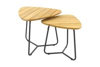4SO Verdi set van 2 teak driehoekige salontafels - thumbnail