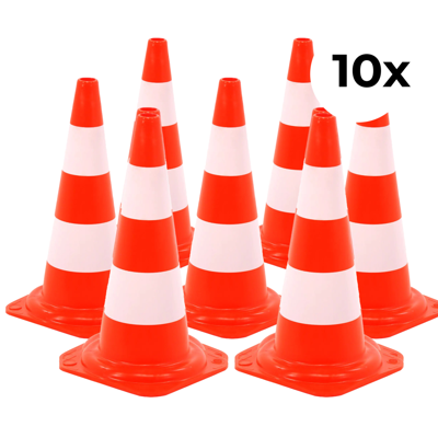 10-pack verkeerskegel hard 50cm - 10-pack verkeerskegel hard 50cm