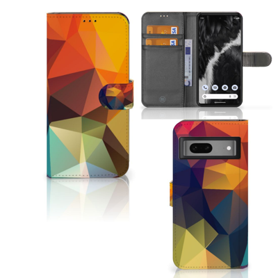 Google Pixel 7 | Book Case | Polygon Color | Portemonnee hoesje Google Pixel 7 | Book Case | Polygon Color | Portemonnee hoesje