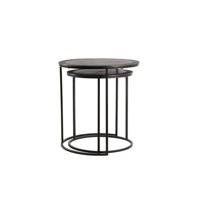Light & Living Bijzettafel 'Talca' Set van 2 stuks, ruw lood antiek