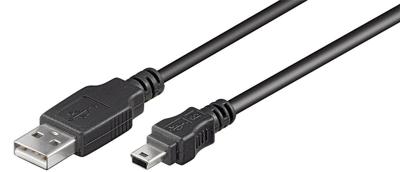 MicroConnect 3 m USB A - Mini B M/M 3 m USB A Mini USB B mannelijk zwarte kabel USB - kabel USB (3 m, USB A, mini-USB B, 2.0, mannelijk/mannelijk, zwart)