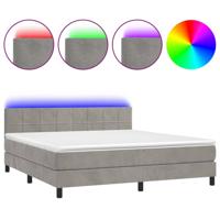 Boxspring met matras en LED fluweel lichtgrijs 180x200 cm - thumbnail
