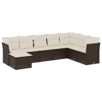 8-delige Loungeset met kussens poly rattan bruin - thumbnail