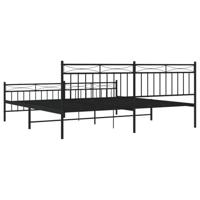Bedframe met hoofd- en voeteneinde metaal zwart 193x203 cm - thumbnail