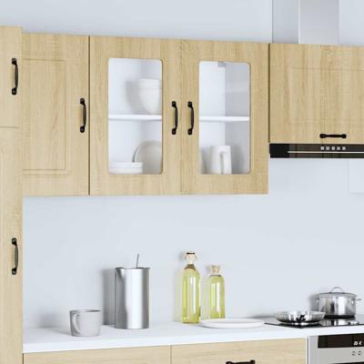 Keukenbovenkast met glazen deur Kalmar bewerkt hout sonoma eikenkleur