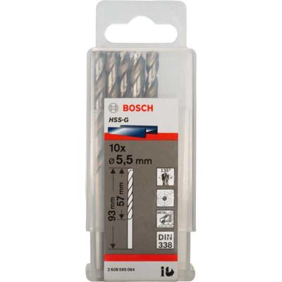 Bosch Accessoires Metaalboren HSS-G, Standard 5,5 x 57 x 93 mm 10st - 2608595064