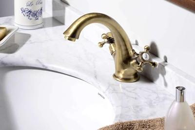 Wastafelmengkraan Sapho Antea 2-knop Uitloop 12 cm Brons (incl. clickwaste)