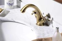 Wastafelmengkraan Sapho Antea 2-knop Uitloop 12 cm Brons (incl. clickwaste) - thumbnail