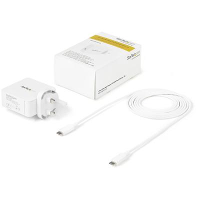 StarTech.com USB C wandlader - 60W PD 1m kabel - Draagbare USB Type C snellader - Universele adapter Dell XPS, Lenovo X1 Carbon, HP Elitebook, Macbook Surface Pro 7 - USB IF/CE-gecertificeerd (WCH1CUK)