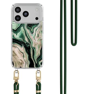 iPhone 17 Pro hoesje met groen koord - Green waves iPhone 17 Pro hoesje met groen koord - Green waves