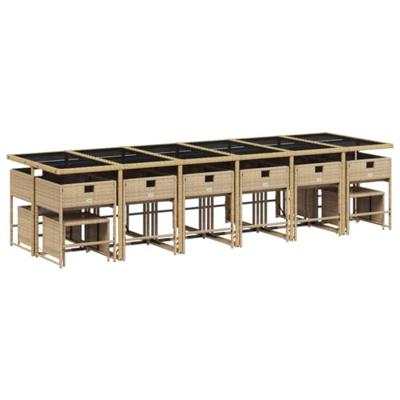17-delige Tuinset met kussens poly rattan beige