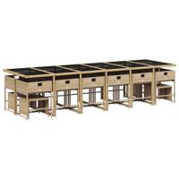 17-delige Tuinset met kussens poly rattan beige - thumbnail