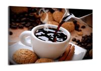Schilderij -Hete koffie met koekjes, 100x70cm Premium print - thumbnail