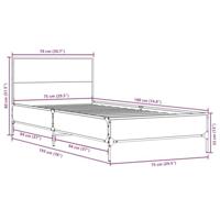 Bedframe bewerkt hout en metaal gerookt eikenkleurig 75x190 cm - thumbnail