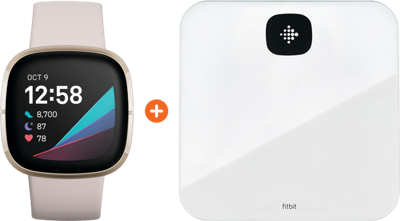 Fitbit Sense Wit/Goud + Fitbit Aria Air Wit