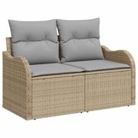 Tuinbankenset met kussen met opslag 6 pcs Beige poly rattan - thumbnail