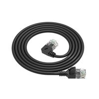 ACT Zwarte 0.25 meter U/UTP CAT6A LSZH slimline patchkabel met RJ45 connectoren. recht naar 90° haa - thumbnail