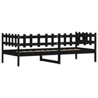 Slaapbank 90x190 cm massief grenenhout zwart - thumbnail