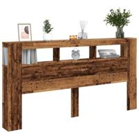 Hoofdeinde met LED 200x18,5x103,5 cm bewerkt hout oud hout - thumbnail