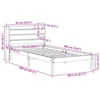 Bedframe met hoofdbord massief grenenhout wasbruin 75x190 cm - thumbnail