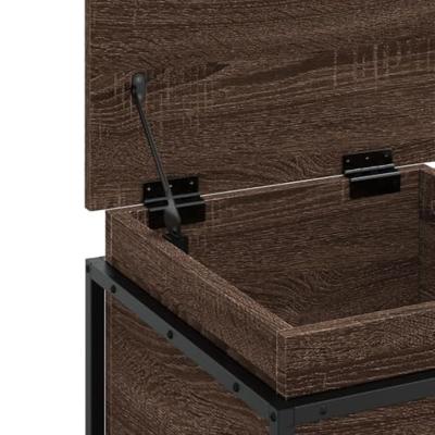 Opbergbox met deksel 40x40x51,5 cm bewerkt hout bruin eiken