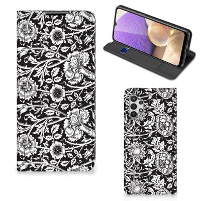 Samsung Galaxy A32 5G Smart Cover Black Flowers Samsung Galaxy A32 5G Smart Cover Black Flowers