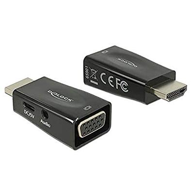 Delock 65901 HDMI / VGA / USB-C / Jackplug Adapter [1x HDMI-stekker - 1x D-sub bus 15-polig, USB-C bus, 3,5mm-bus] Zwart 0 mm