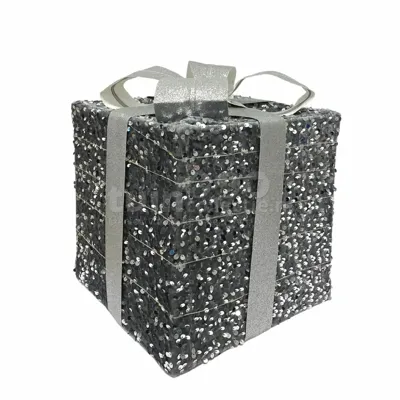 Kerstdecoratie Cadeau LED Zilver 25cm