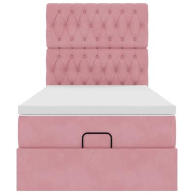 Ottoman bed met matrassen en LED's 80x200cm fluweel roze