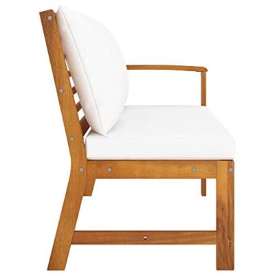 Tuinbank met crmekleurig kussen 114,5 cm massief acaciahout