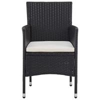 3-delige Tuinset poly rattan en gehard glas zwart - thumbnail