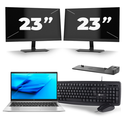 HP EliteBook 840 G7 - Intel Core i7-10e Generatie - 14 inch - 8GB RAM - 256GB SSD - Windows 11 + 2x 23 inch Monitor