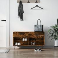 VidaXL Schoenenbank 102x35x55 cm bewerkt hout gerookt eikenkleurig - thumbnail