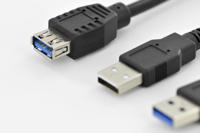 DIGITUS USB 3.2 Gen1 Adapterkabel - 0.3 m - 2x USB A (St) naar USB A (Bu) - 5 Gbit/s - USB-adapter - Blister - Zwart - thumbnail