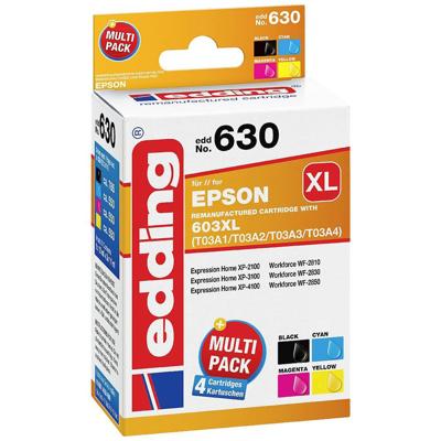 Edding Inktcartridge vervangt Epson 603XL, T03A6, T03A1, T03A2, T03A3, T03A4 Compatibel Combipack Zwart, Cyaan, Magenta, Geel EDD-630 18-630