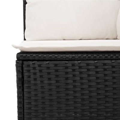 4-delige Loungeset met kussens poly rattan zwart - thumbnail