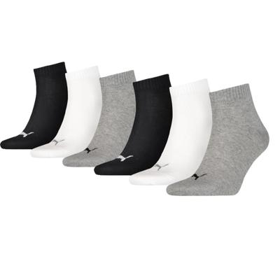 Puma Quarter Sokken Plain 6-pack Zwart / Wit / Grijs-43/46