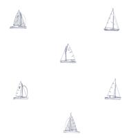 Dutch Wallcoverings Joy - Zeilboten - Wit/Blauw - thumbnail